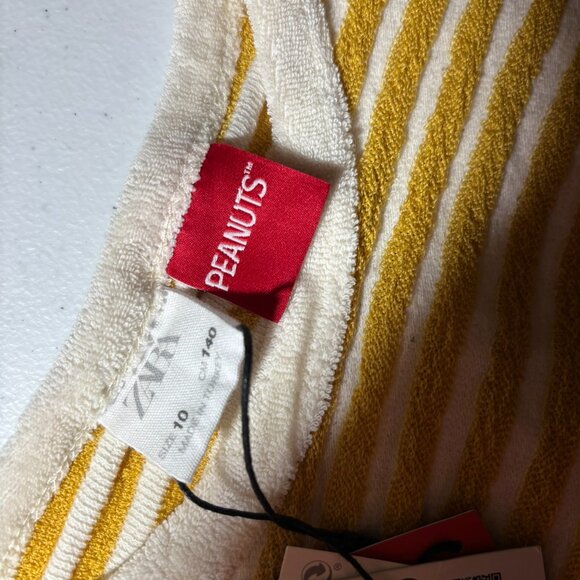 NWT Zara Peanuts Snoopy One Piece Romper Yellow White Stripes - Picture 7 of 11